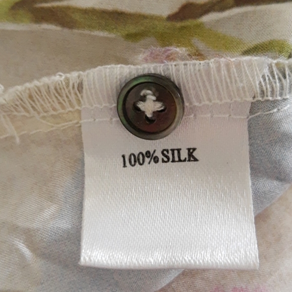 Lia Kes Floral Silk Ruffle Front Blouse Size 8 - Picture 8 of 10